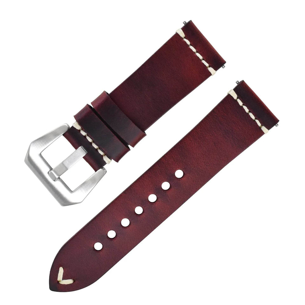 Discoloring Oil Wax Top Layer Cowhide Watch Strap - EX-STOCK Canada