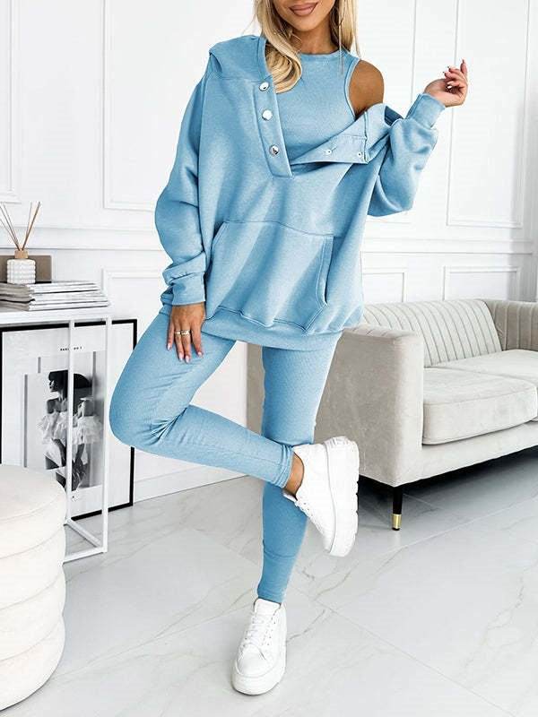 3pcs Women Hoodie Athleisure Outfit set sweatsuit set - EX-STOCK Canada