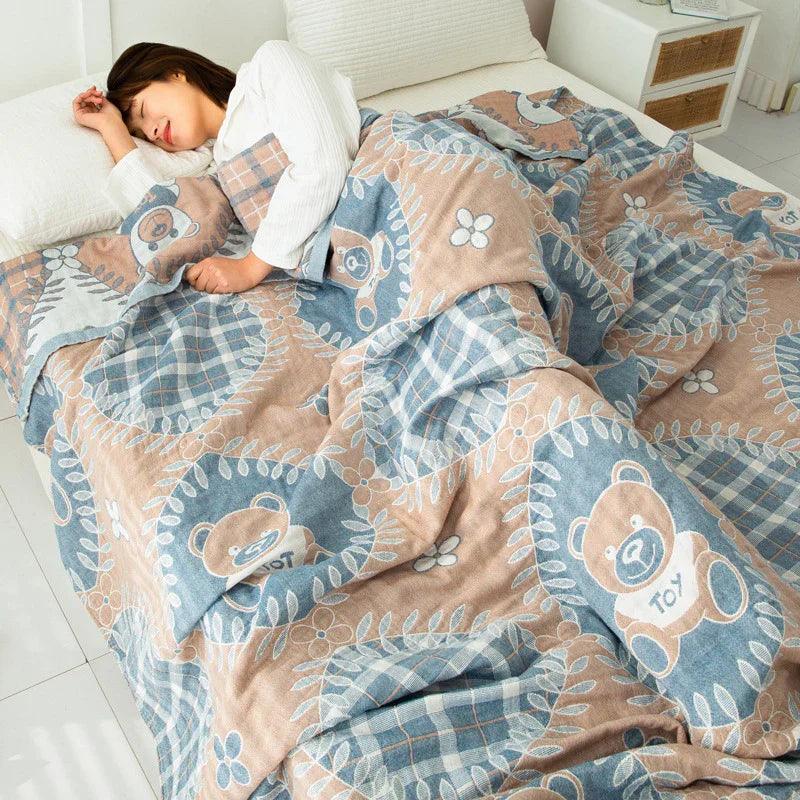 Cotton Four-layer Gauze Towel Blanket Air Conditioning Blanket Thin Duvet EX-STOCK Canada