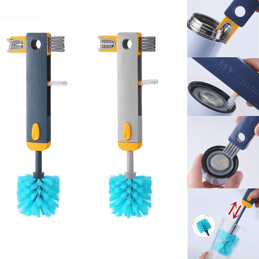 Brosse de nettoyage pour bouteilles 4 en 1, brosse multifonctionnelle pour tasses, outil de nettoyage pour bouteilles d'eau, mini brosse en silicone en forme de U, gadgets de cuisine