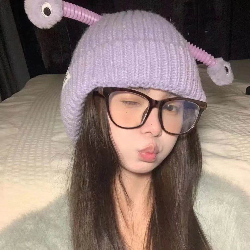 New Cute Luminous Fall Winter Warm Ear Protection Wool Cartoon All-matching Knitted Beanie Hat - EX-STOCK Canada