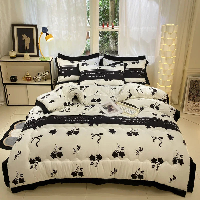 Thick Hepburn Black Lace Brushed Washed Cotton Duvet Insert Warm EX-STOCK Canada