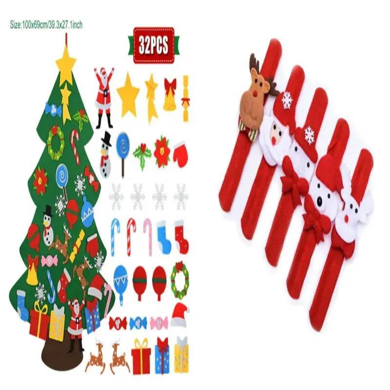 DIY Felt Christmas Tree New Year Toddler Kids Handmade Gift Toys Door Wall Hanging Ornaments Holiday Party Home Decor Set - EX-STOCK Canada