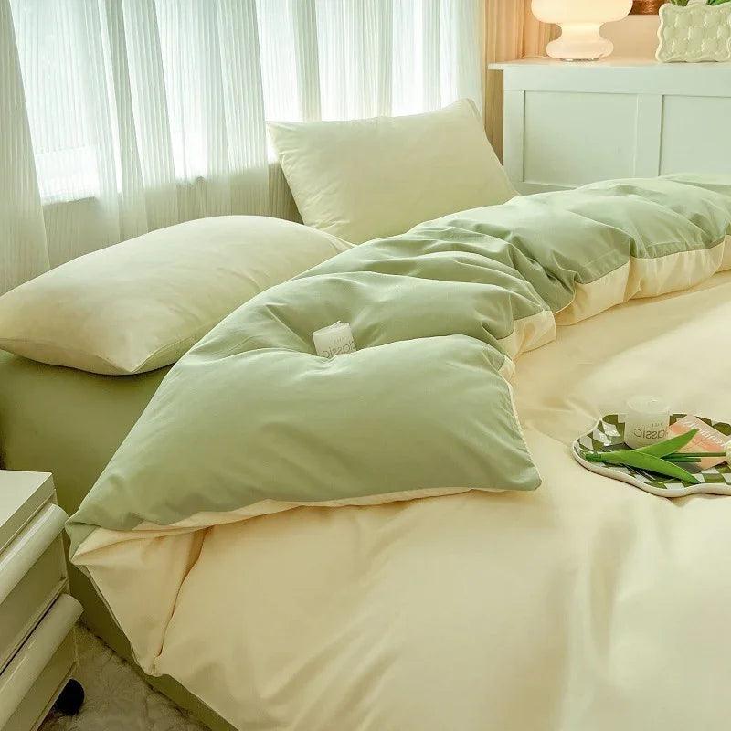 Solid Color Four-piece Set Simple Washed Sanding Duvet Cover EX-STOCK Canada