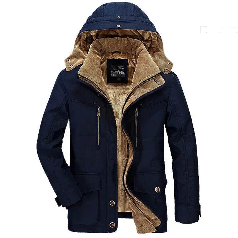 Thickened multi-pocket hooded men's cotton coat - EX-STOCK Canada