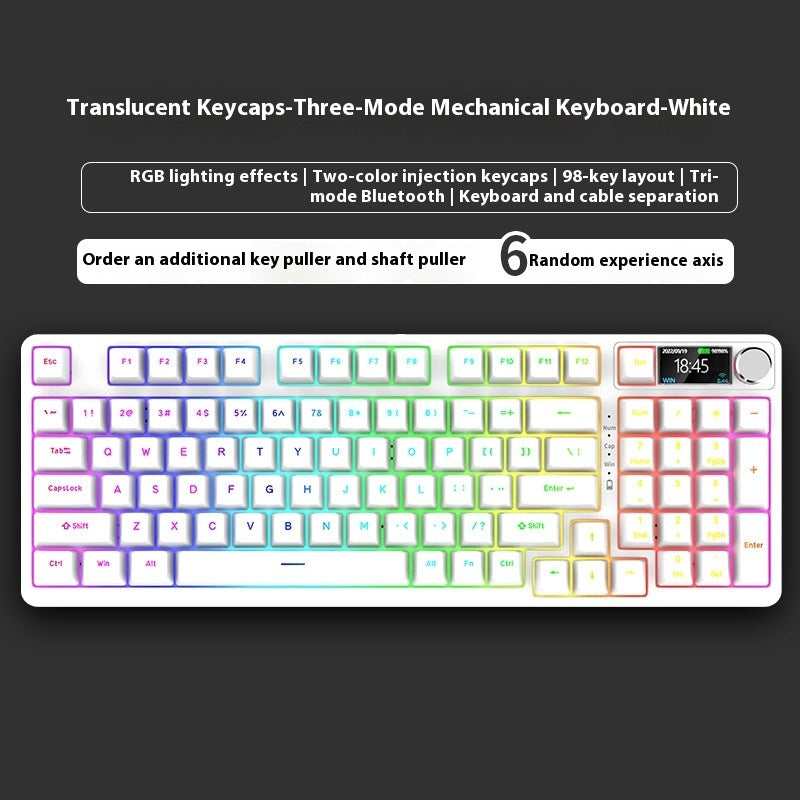 98-Key Wireless Bluetooth Mechanical Keyboard – Triple-Mode Gaming & Office | 30 Styles