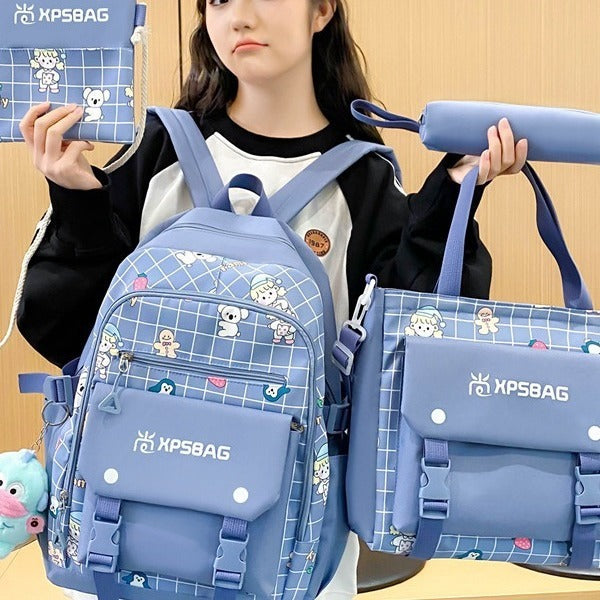 Backpack Primary School Girls Schoolbag Women's Four-piece Set EX-STOCK