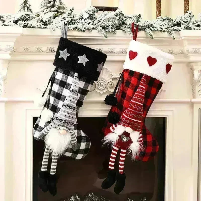 Red And Black Plaid Hanging Feet Stockings Christmas - EX-STOCK CANADA