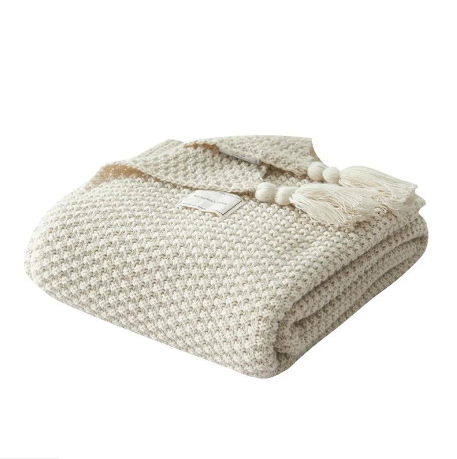 Fringed Knitting Blanket Wool Blanket EX-STOCK Canada