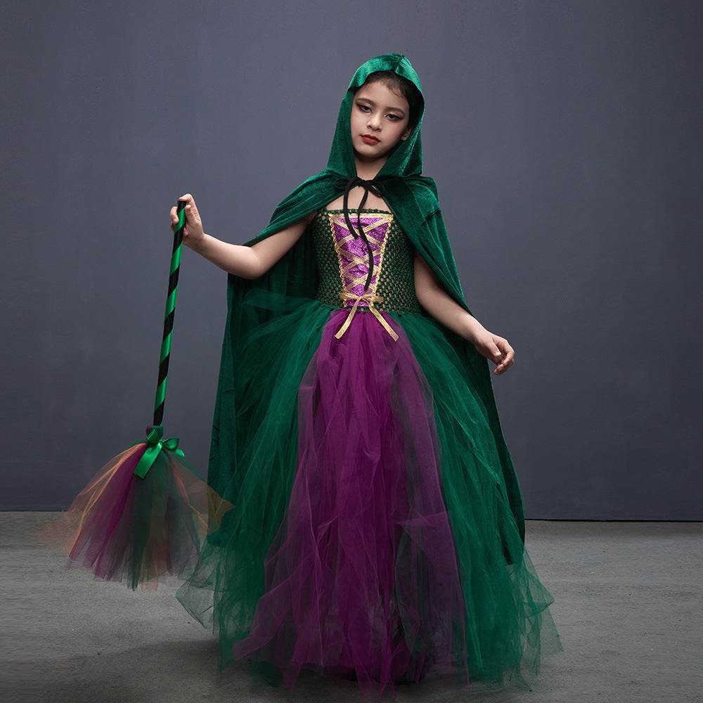 Halloween Costume Witch Children Dress Cloak Broom Set - EX-STOCK Canada