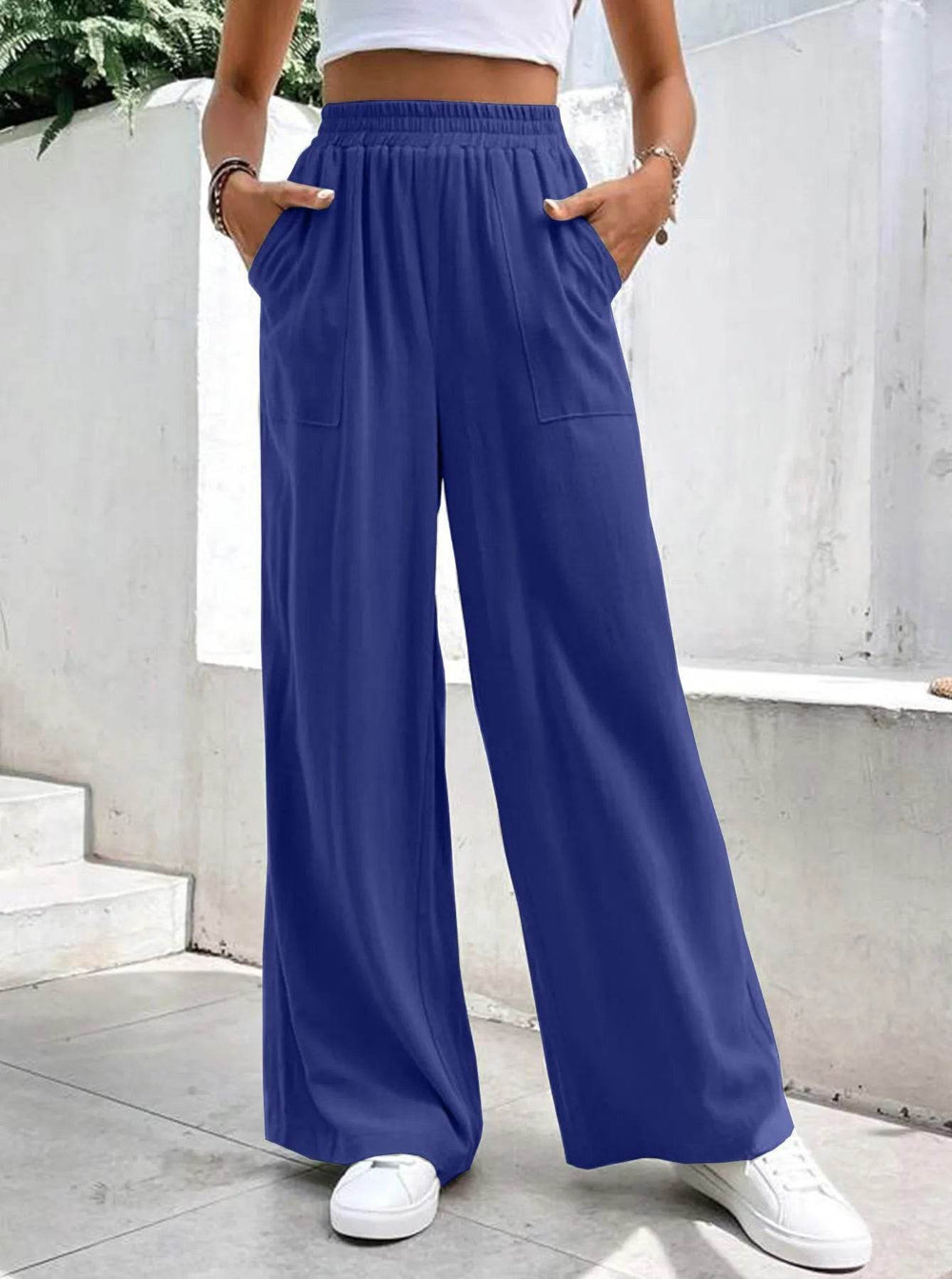 Women Middle-waisted Straight-leg Pants Loose Sports Pocket Casual Trousers - EX-STOCK Canada