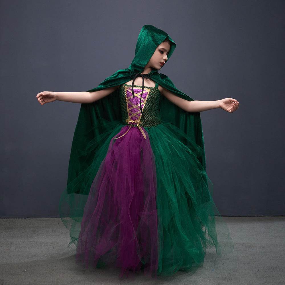 Halloween Costume Witch Children Dress Cloak Broom Set - EX-STOCK Canada