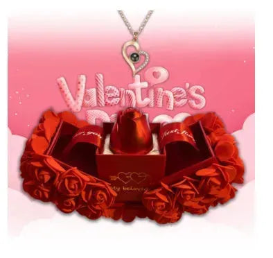 Valentines Day Gift Soap Rose Gift Box Crystal Pendant Necklace Eternal Flower Jewelry Box Set Wedding Birthday Gift For Girlfriend - EX-STOCK CANADA