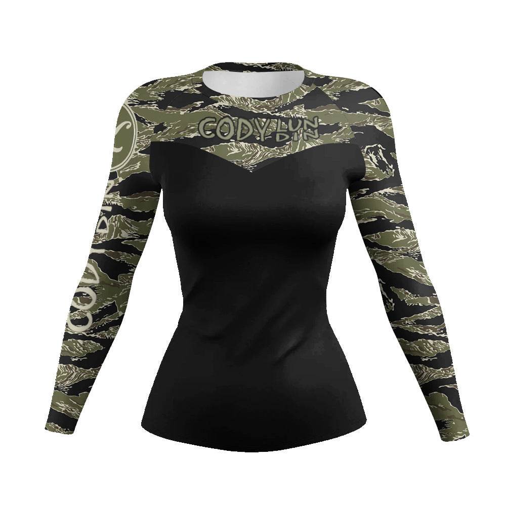Printed Slim Fit Long Sleeve Workout Tops for Women - EX-STOCK Canada