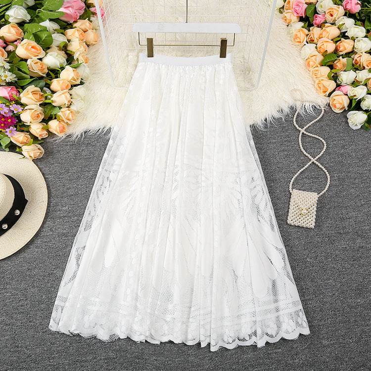 Spring Summer Women's Lace Flowy Midi Skirt - EX-STOCK Canada