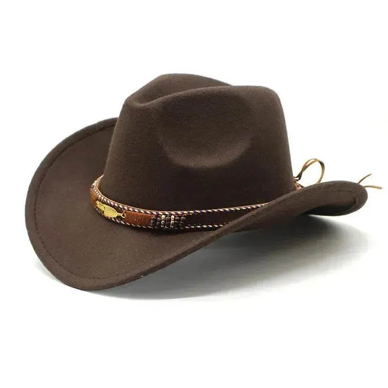 Ethnic Style Metal Feather Western Denim Top Hat Cowboy hat - EX-STOCK Canada