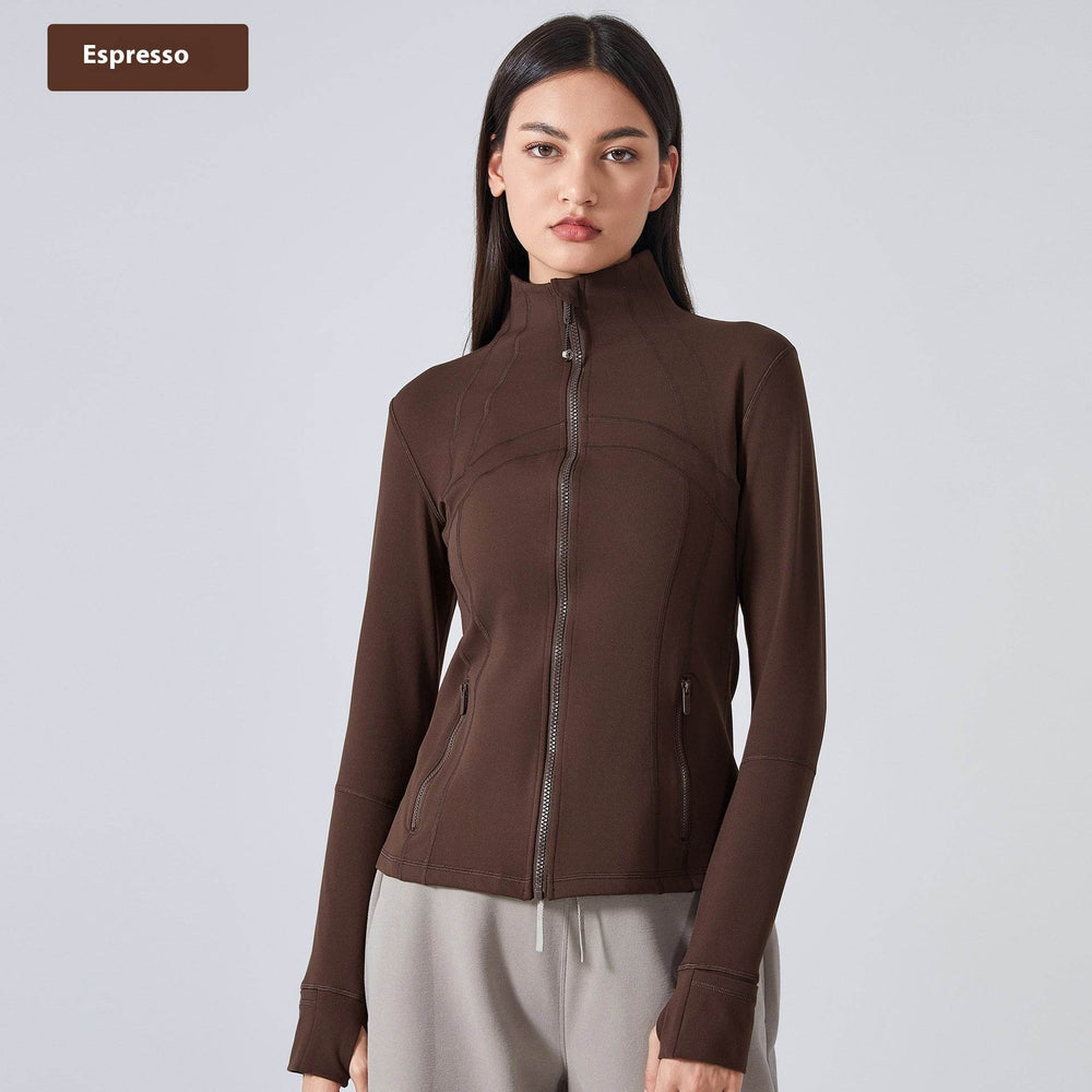 Long Sleeve Workout Tops for Women Halter Neck Zip Up gym top - EX-STOCK Canada