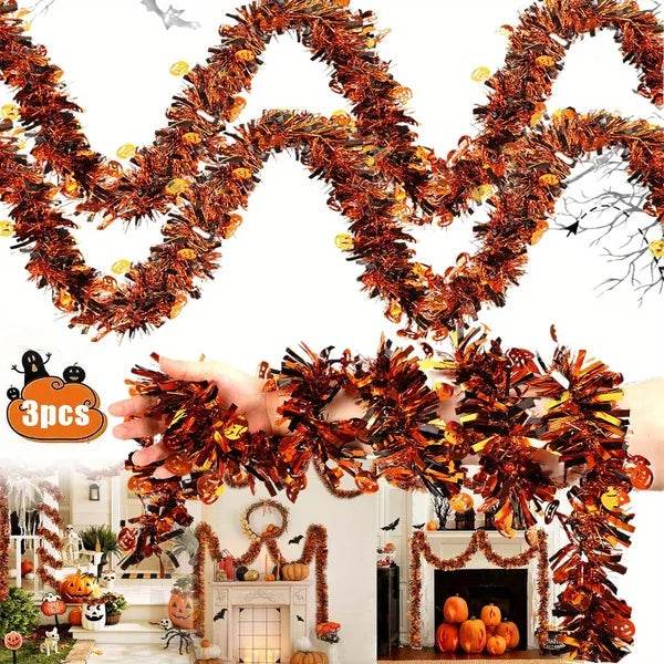3Pack 6.56 Ft Halloween Tinsel Garland With Pumpkin Sequins Orange Black Mixed Colors Glitter Metallic Tinsel Decoration Twisted Garland For Halloween Thanksgiving Trick Or Treat Fall Party Supplies - EX-STOCK Canada