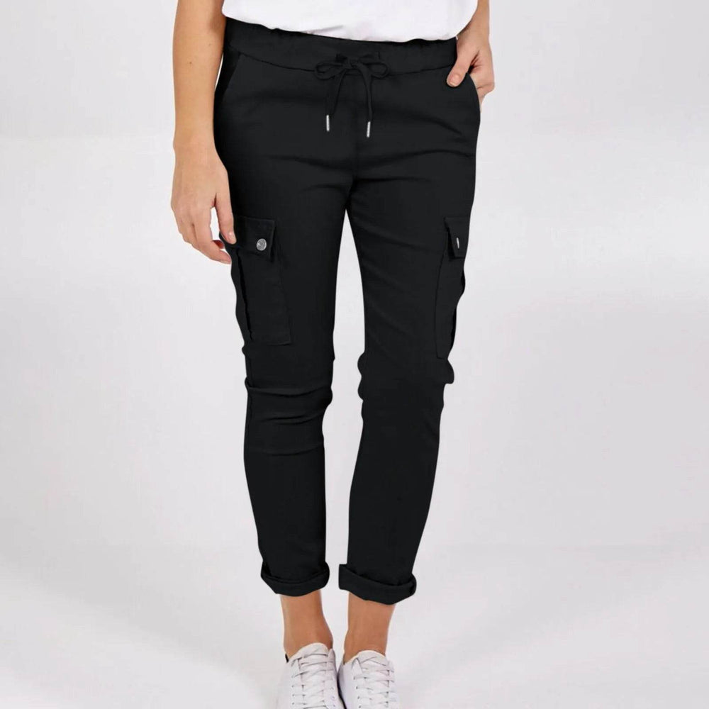 Casual Cargo Pants With Pockets Solid Color Drawstring Waist Pencil Trousers For Women - EX-STOCK Canada