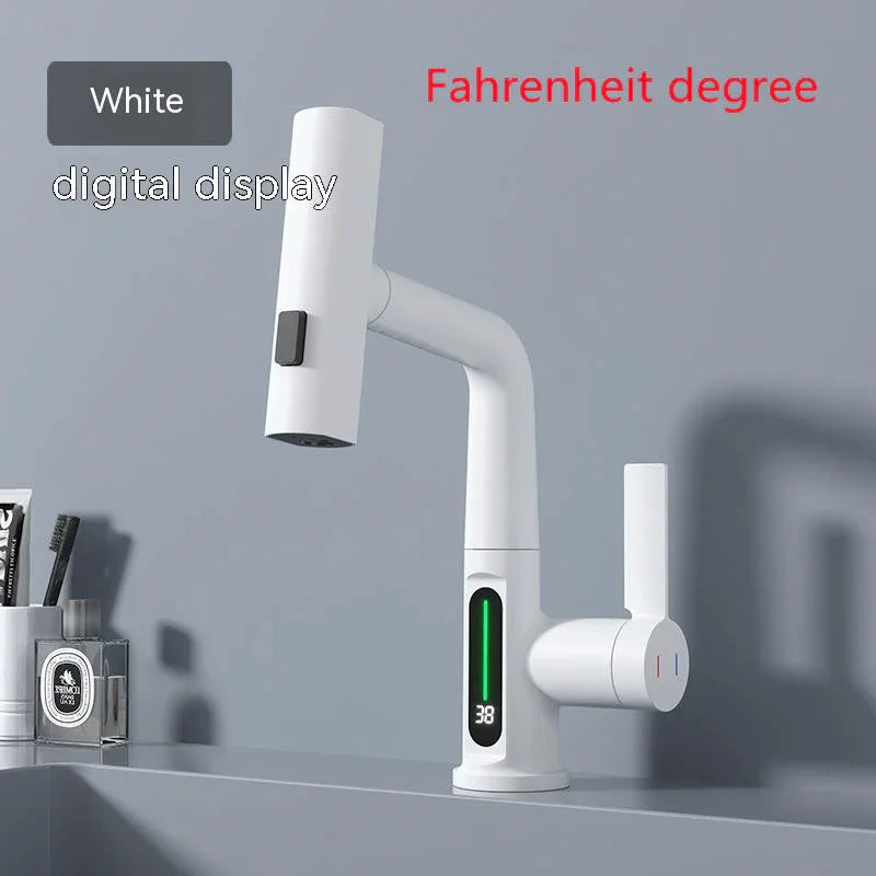 Intelligent Digital Display Faucet Pull-out Basin Faucet Temperature Digital Display Rotation EX-STOCK Canada