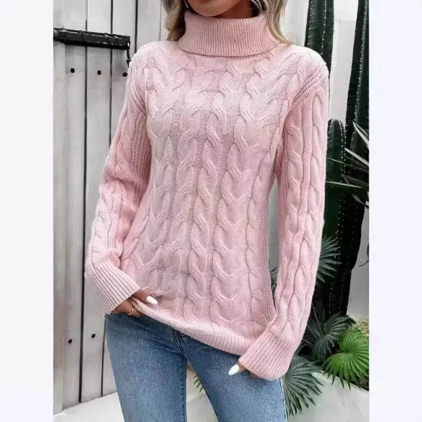 Women's Cable-knit Turtleneck Sweater - EX-STOCK Canada