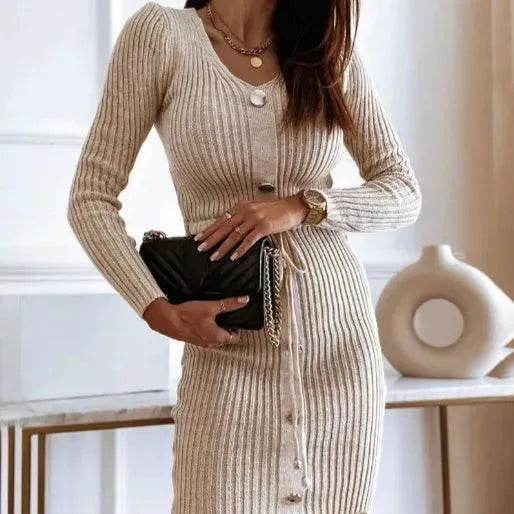 Autumn Winter Cashmere Slim fit Knitted Mini Sweater Dress - EX-STOCK Canada