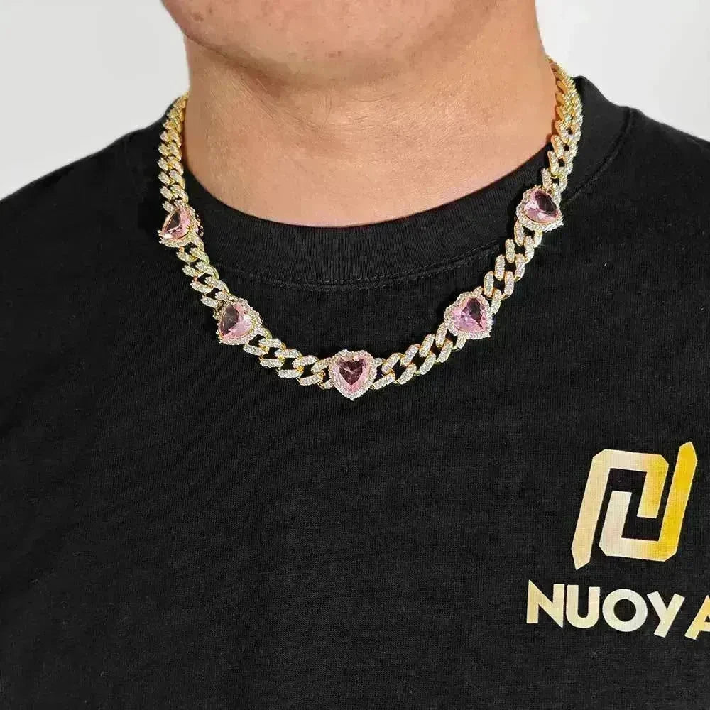 Cuban Link Chain Peach Heart Women's Necklace - EX-STOCK CANADA