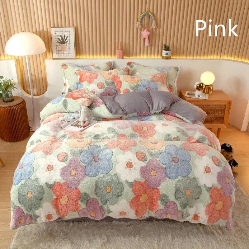 Coral Fleece Duvet Cover Sheet Flannel Pillowcase EX-STOCK Canada