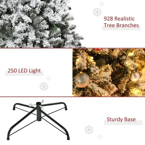 6ft Snow Flocked Artificial Tree 250 LED Light 928 Branches Christmas Season EX-STOCK Canada