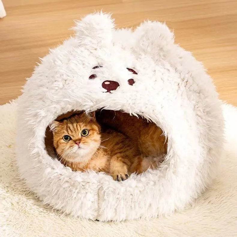 Closed Warm Plush Pet Cat Nest - EX-STOCK Canada
