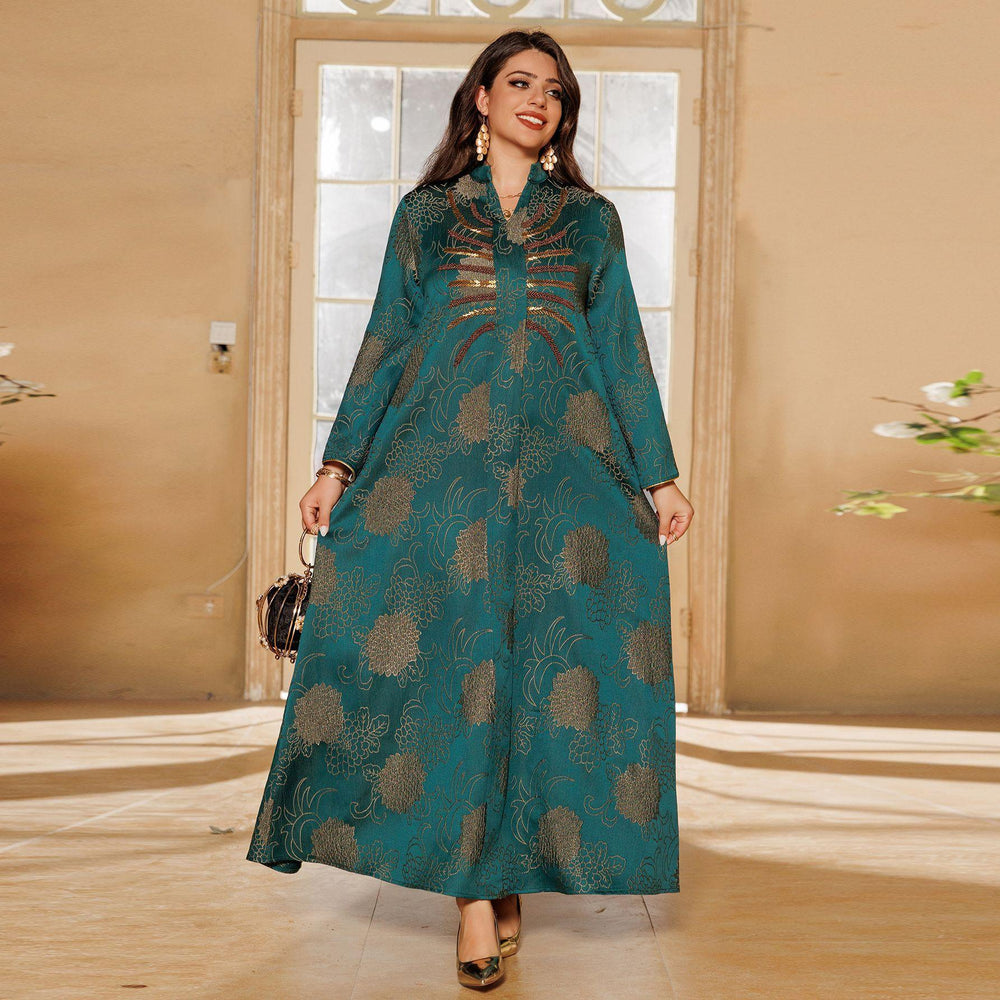 Middle East Muslim Robe Dubai V-neck Dress - EX-STOCK Canada