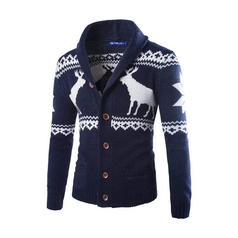Men's fawn Deer Button Christmas cardigan sweater - EX-STOCK Canada