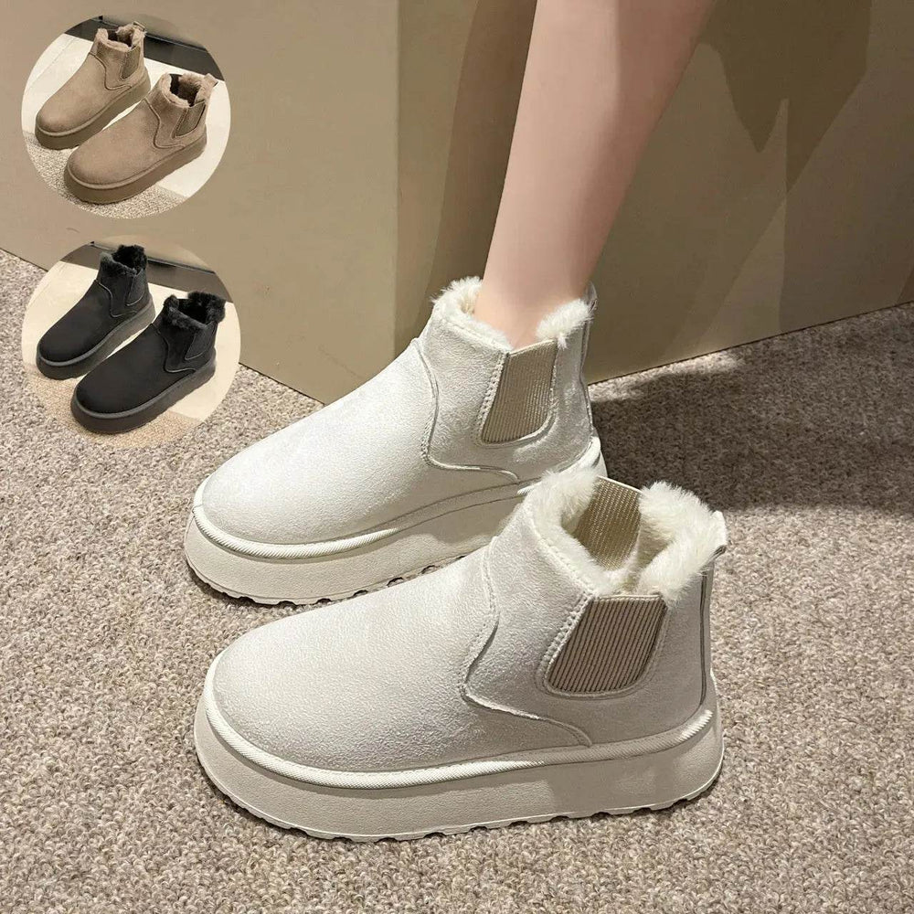 Women's Plush Boots Winter Warm Fleece Thick Flats Snow Boots Fashion Shoes - EX-STOCK Canada