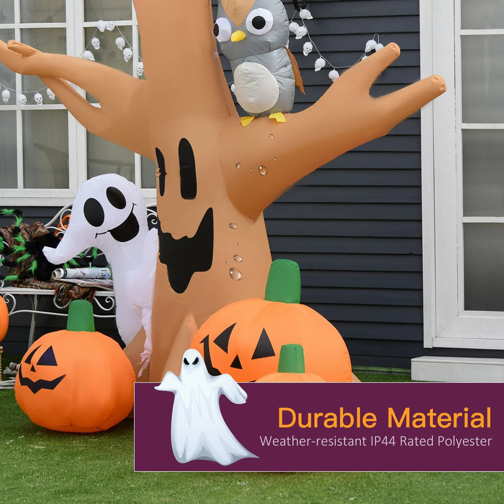 Inflatable Halloween Decoration Haunted Tree With Owl, Ghost, Pumpkins, Blow-Up Outdoor LED Display For Lawn, Garden, Party EX-STOCK Canada