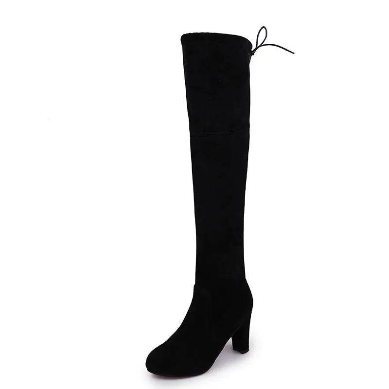 Black Knee High Boots For Women Shoes High Heel Long Boots - EX-STOCK Canada
