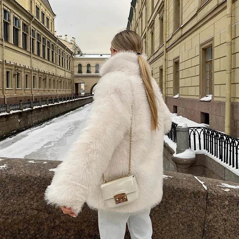 Classy Fashionable Winter Plain Huge Faux Fur Coat for Ladies - EX-STOCK Canada