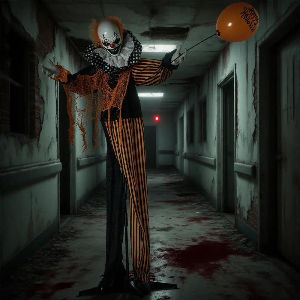 65inch Life Size Outdoor Halloween Decorations Talking Circus Clown With A Balloon, Animated Prop With Sound And Motion Activated, Light Up Eyes, Laughter - EX-STOCK Canada