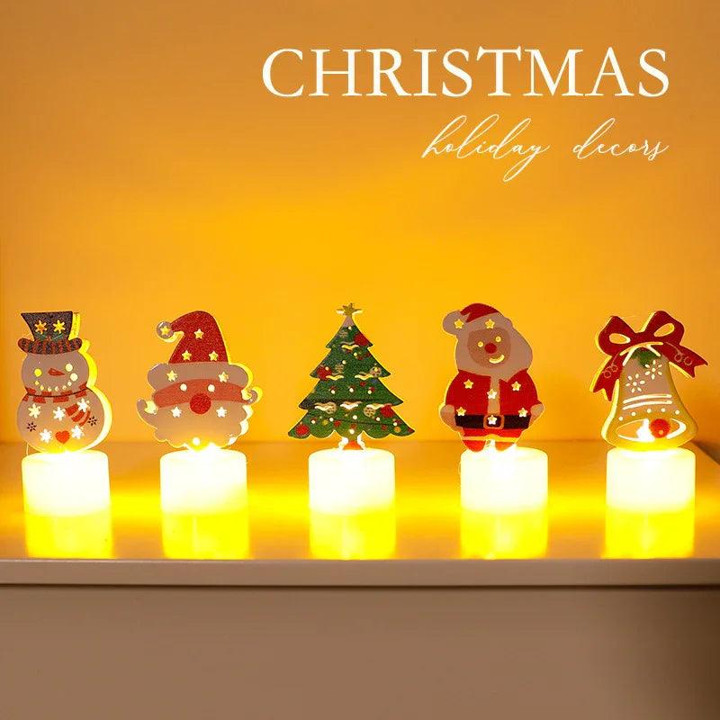 Bougies électroniques LED Lumières Arbres de Noël Père Noël Bonhommes de Neige Bougies Créatives Petites Veilleuses Ornements Décoratifs pour la MaisonEX-STOCK Canada