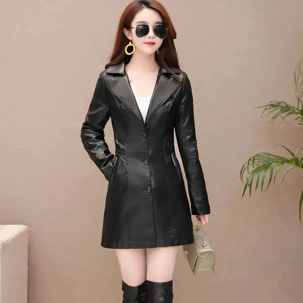 Elegant Fashion Slim fit Long Sleeve Leather Mini Blazer Dress - EX-STOCK Canada
