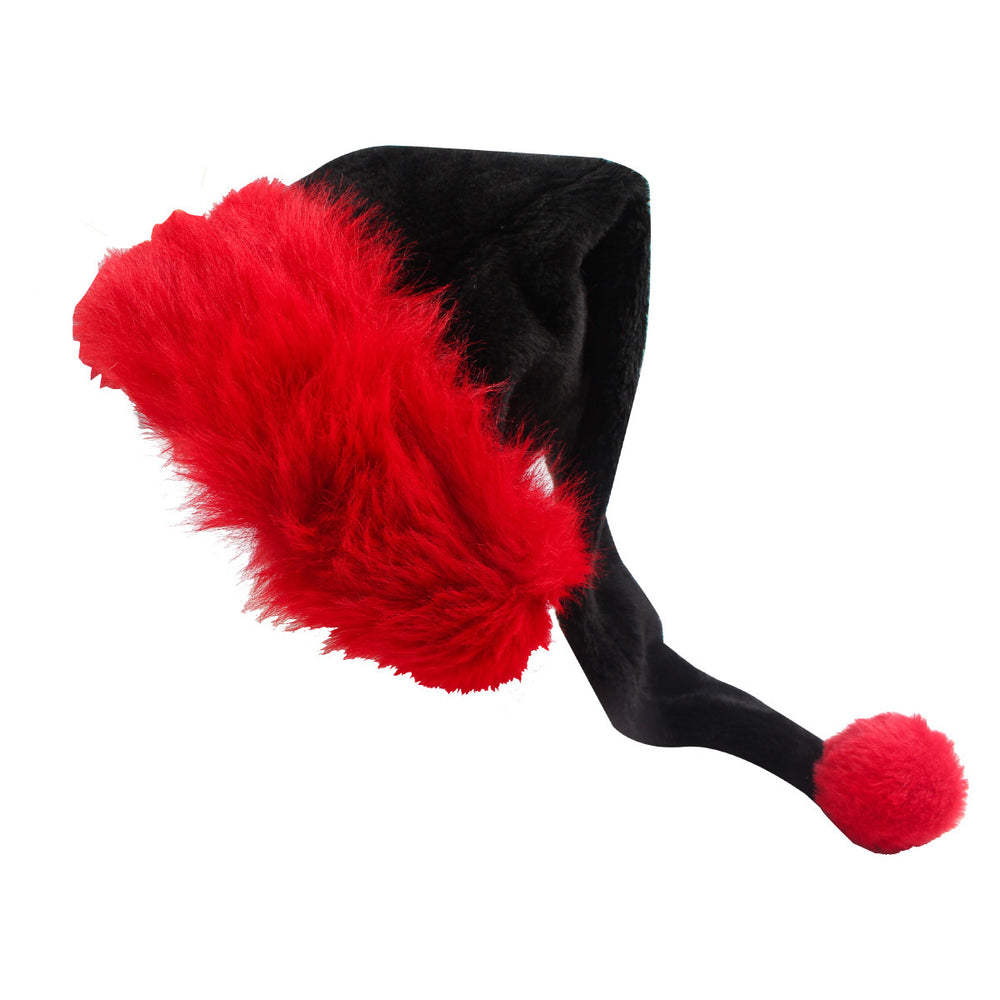 Black Christmas Hat Halloween Plush Hat Thickened Plus-sized Christmas Hat EX-STOCK Canada