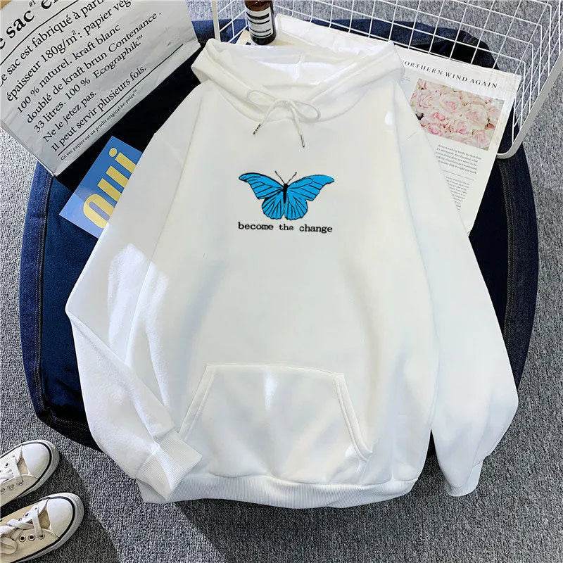 Women Single Butterfly Autumn And Winter Loose Hoodie Pullover sweatshirt - EX-STOCK Canada