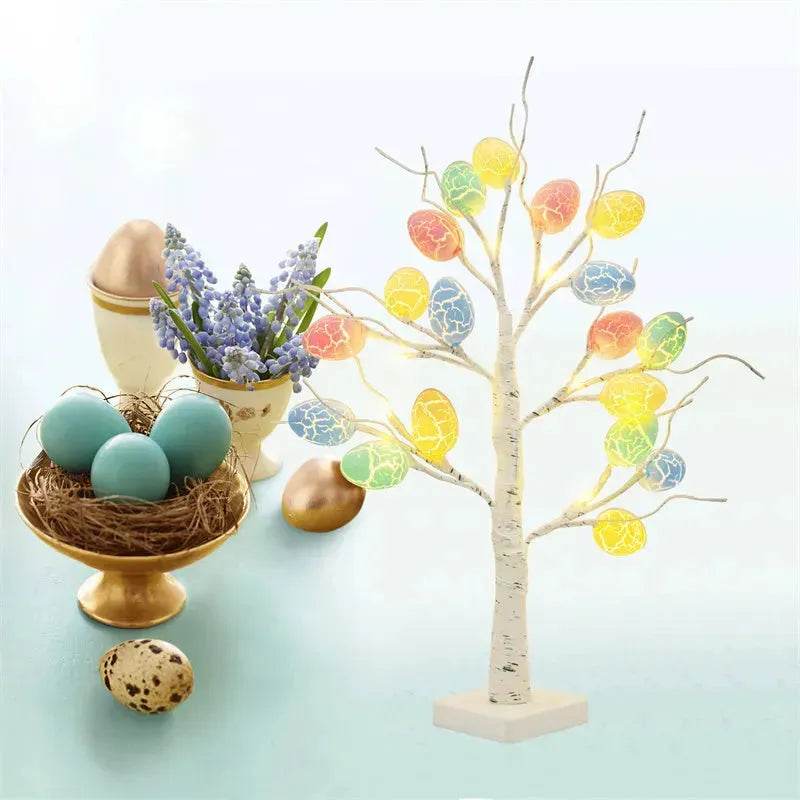 Easter Decoration 60cm Birch Tree Home Easter Egg LED Light Gift Spring Party Tabletop Ornaments Light Easter Party Kids Gifts - EX-STOCK Canada