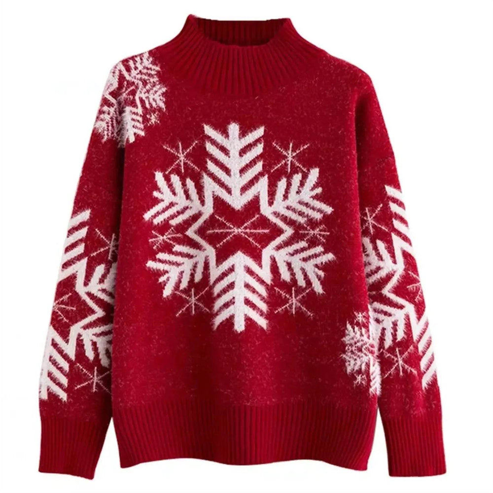 Snowflakes Crewneck Christmas Cashmere Sweater women - EX-STOCK Canada