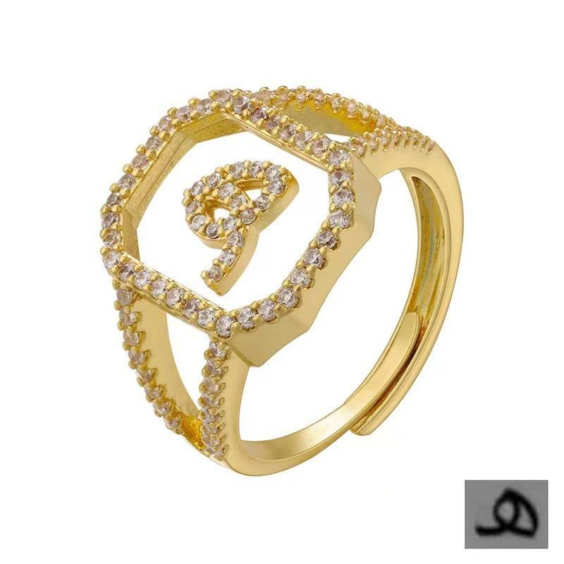 Fashion Micro Inlaid Zircon Arab Letters Ring for women - EX-STOCK Canada