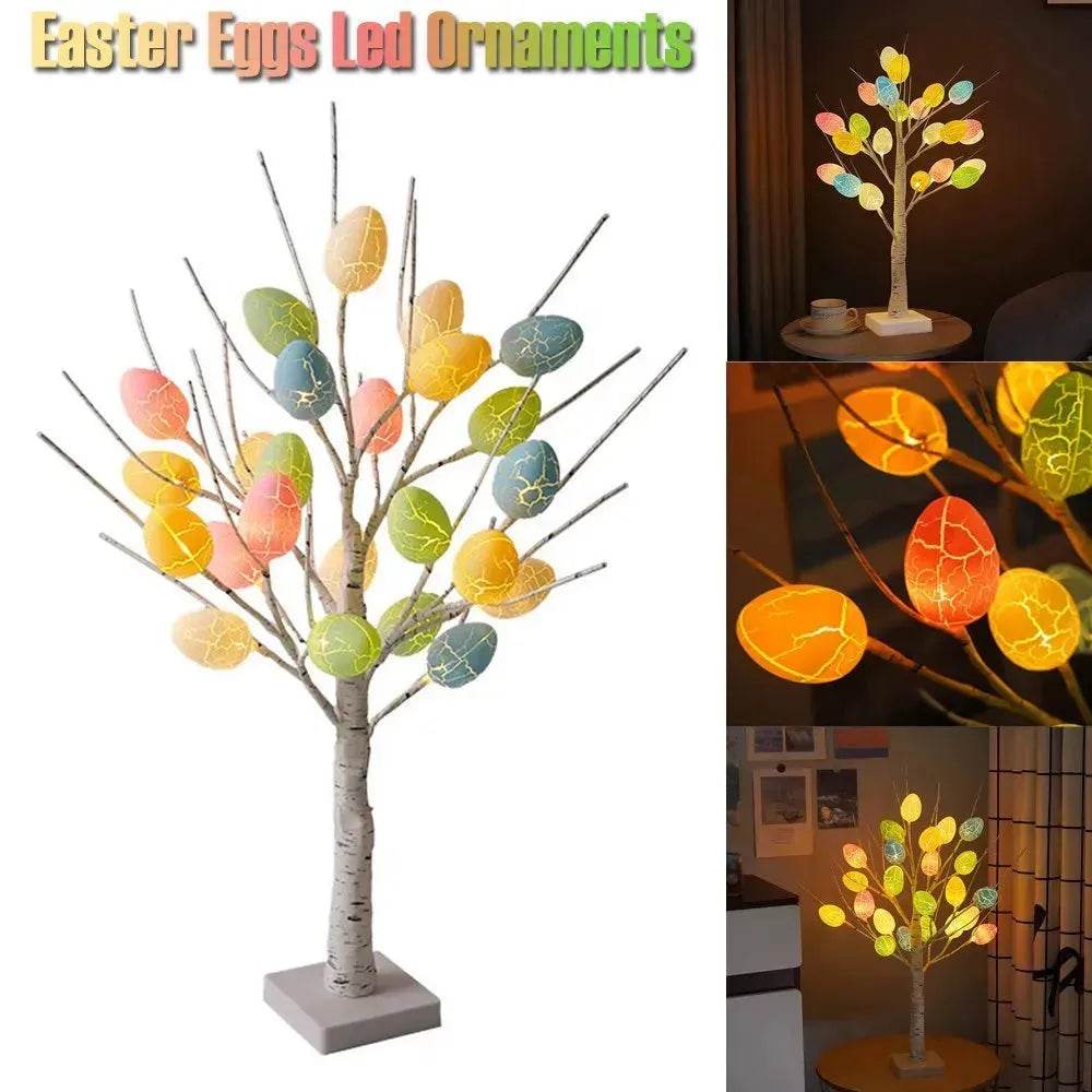 Easter Decoration 60cm Birch Tree Home Easter Egg LED Light Gift Spring Party Tabletop Ornaments Light Easter Party Kids Gifts - EX-STOCK Canada