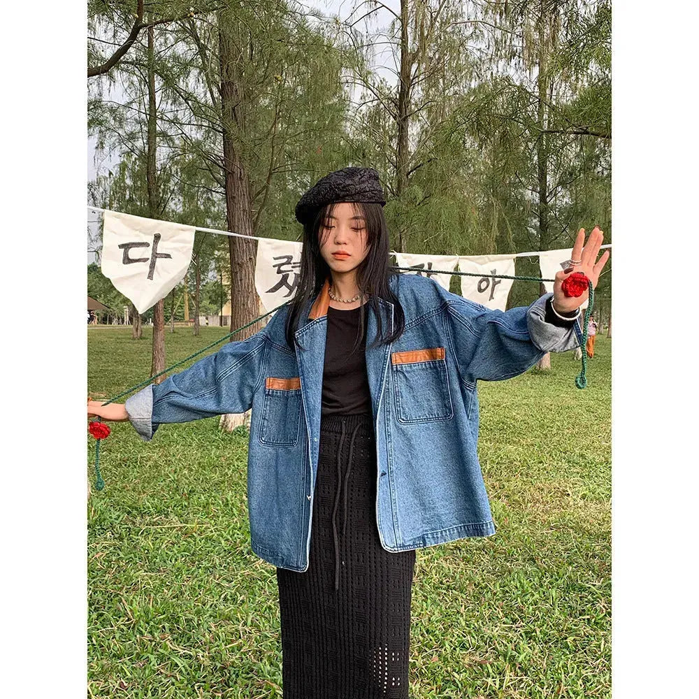 Casual Loose Oversized Lapel Unisex Cotton Denim coat Jacket L - EX-STOCK CANADA