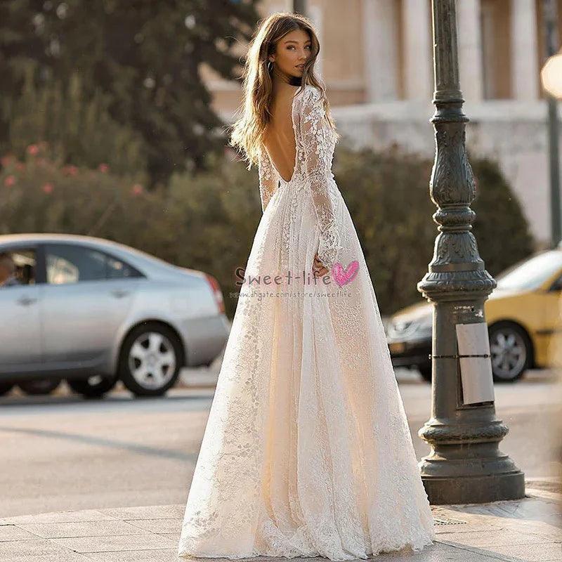 Women's Wedding Dress Lace Long Sleeve Dinner Party Gown EX-STOCK Canada
