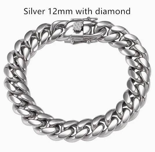 Men's Cuban Link Chain Titanium Steel Silver Bracelet - EX-STOCK Canada