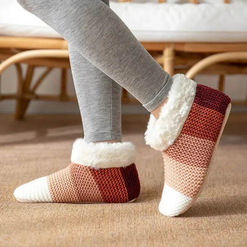 Women's Color-matching Knitted Plush Floor Socks Home Indoor Warm Non-slip Carpet Socks Winter Fashion - EX-STOCK Canada