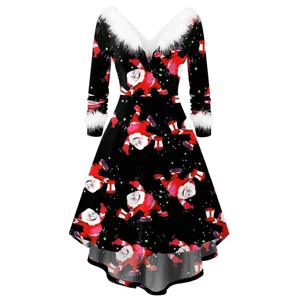 Women's Christmas Long Sleeve V-neck Irregular Dress EX-STOCK Canada